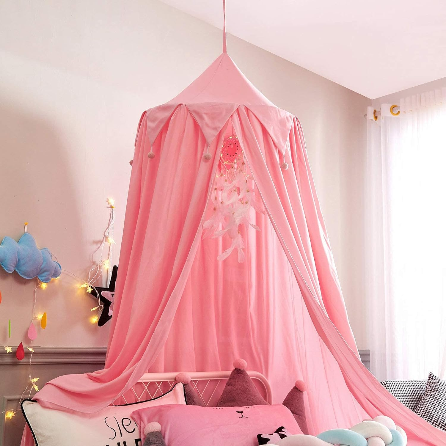 Princess Canopy for Girls Bed with Tassels Hideaway Tent for Kids Rooms or Cribs Nursery for Decoration, Playing,Reading,Sleep as Hanging House Castle - Fresh Green image number 3