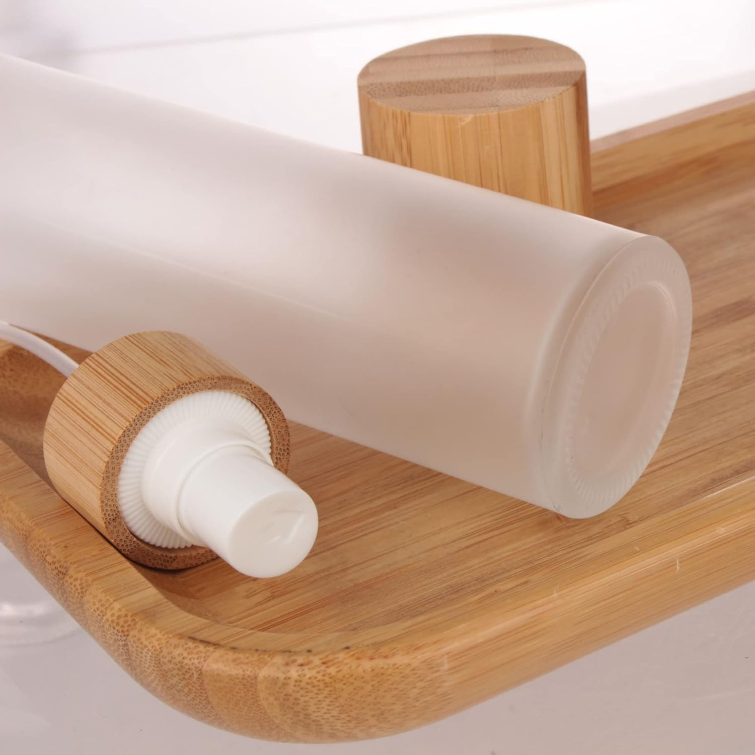 COSIDEA 4 Pcs Empty 4Oz /120Ml Bamboo Lid Frosted Glass Spray Bottle with Fine Mist Despenser Head for Liquid Perfume Toiletries Containers, Toner Bottles image number 2