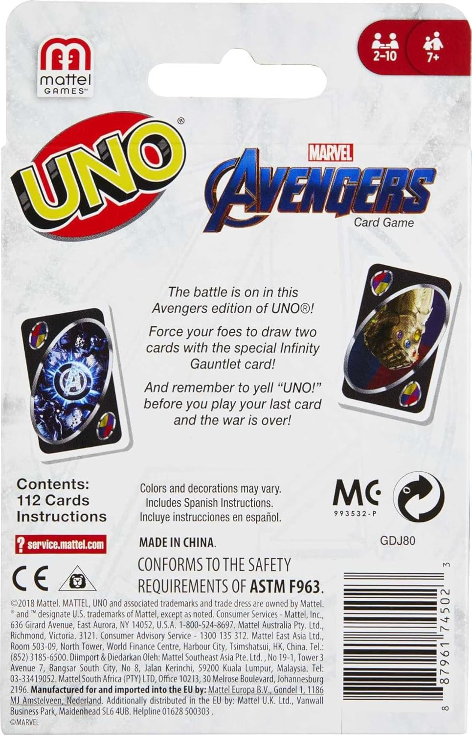 UNO Avengers Kids and Family Card Game