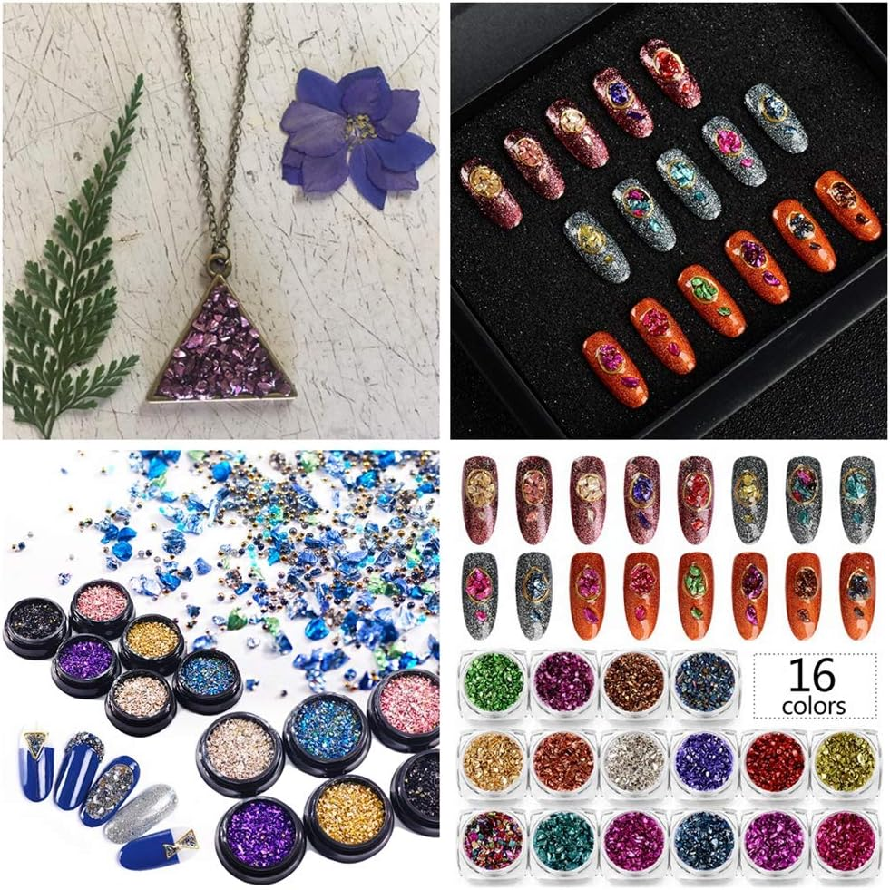 Crushed Glass Irregular Metallic Chips Sprinkles Chunky Glitter Multicolor 100G 2-4Mm for Nail Arts Craft DIY Vase Filler Epoxy Resin Mold Scrapbooking Jewelry Making Decoration (Multicolor, 2-4Mm)