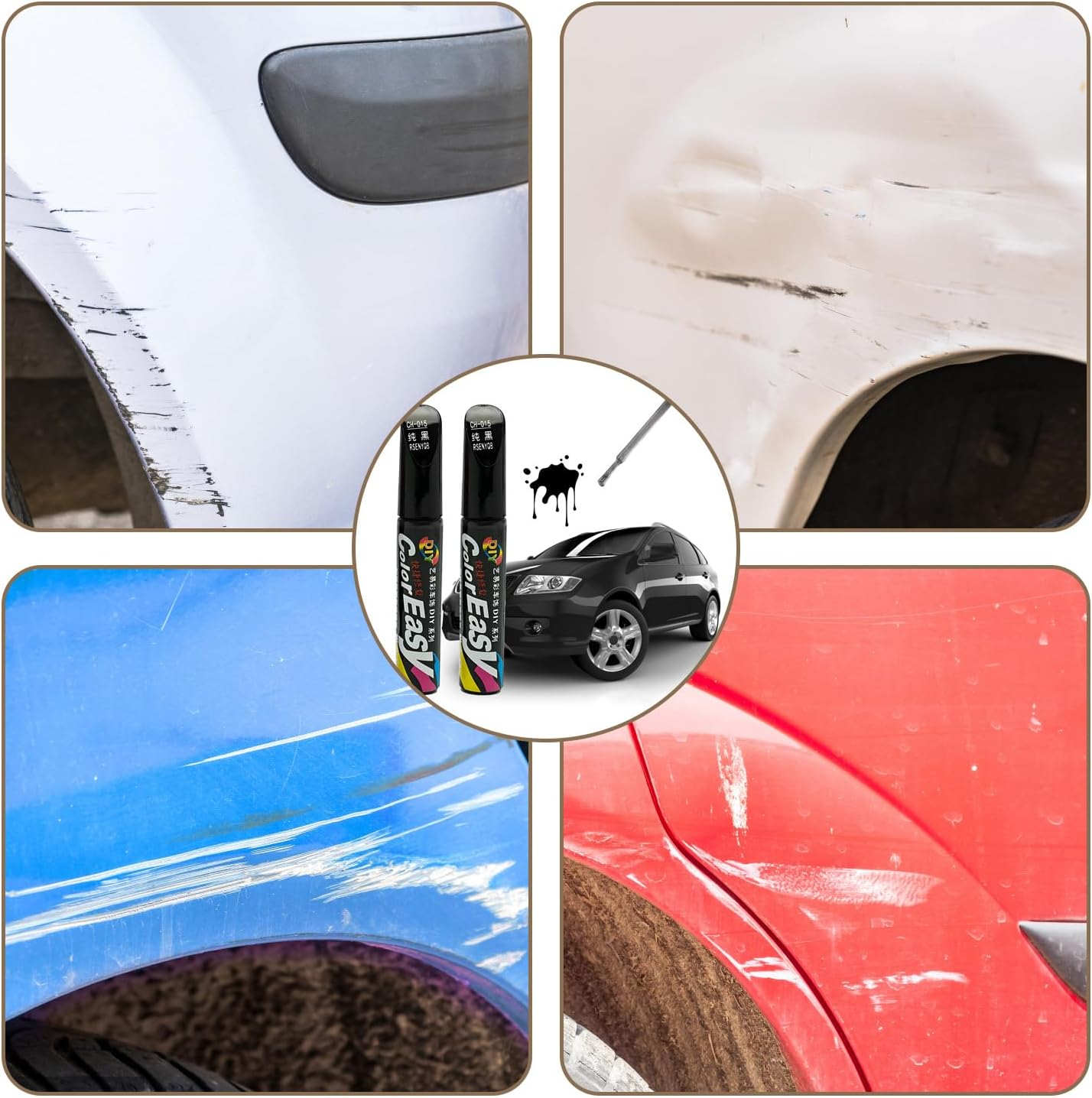 Black Touch up Paint Pen 2 Pack, Car Scratch Remover for Automotive Vehicles, Waterproof Paint Repair Kit for Cars Bikes Motorcycles, 11.5 Cm image number 3