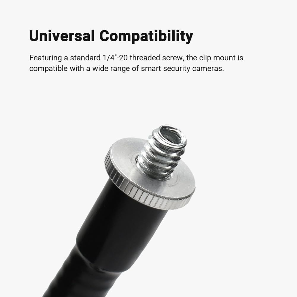 Holicfun Clip Mount for Ring, Blink, Eufy, Google Nest, Wyze, and Arlo Indoor Outdoor Cameras, 15Cm Gooseneck Arm, Flexible Adjustment, Strong Clamp, Black, 2-Pack