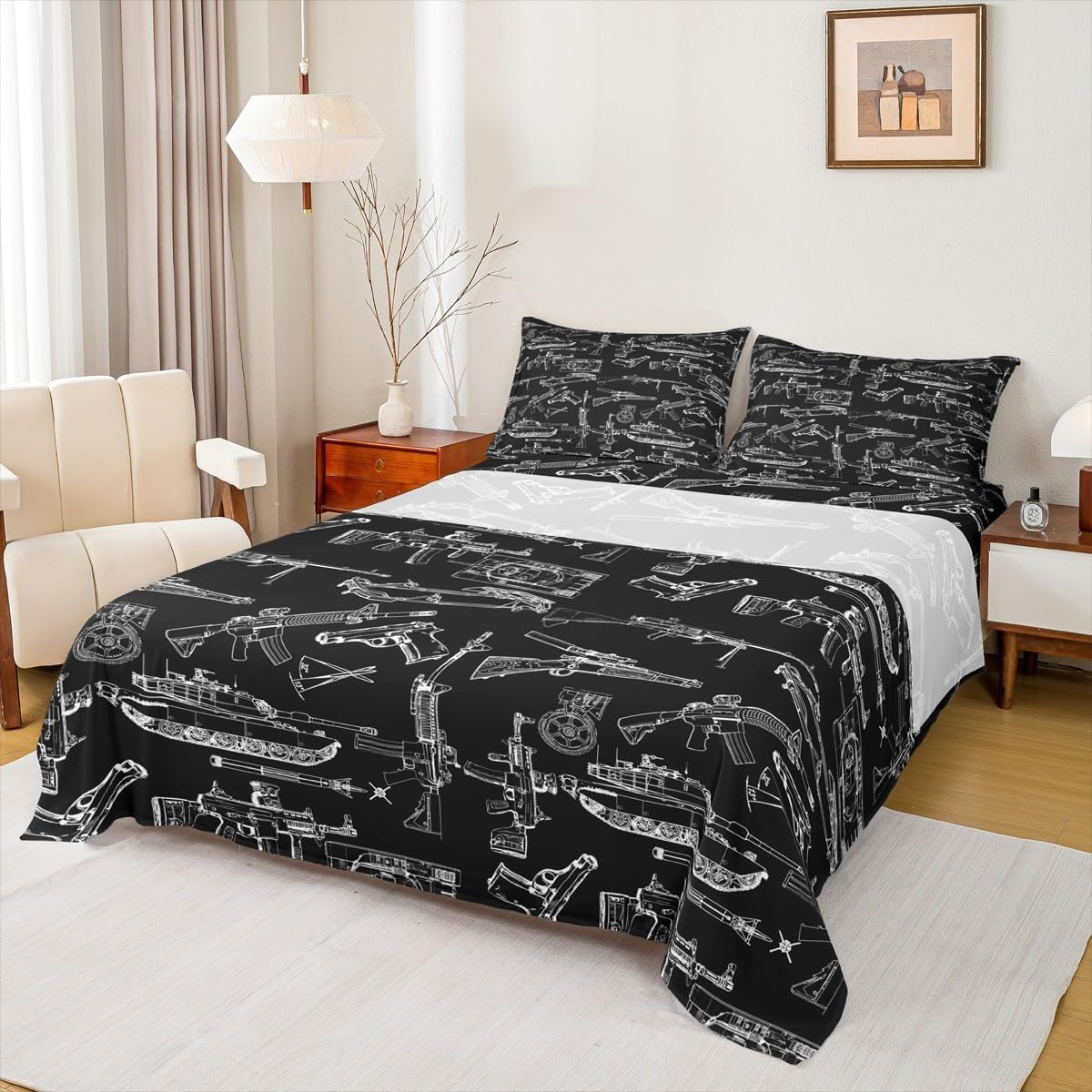 Boys Cartoon Camo Bed Sheet Queen Size Army Green Camouflage Bedding Set 4Pcs for Kids Men Youth Bedroom Decor Soldier Lover Deep Pocket Fitted Sheet Green Abstract Top Flat Sheet,2 Pillowcases