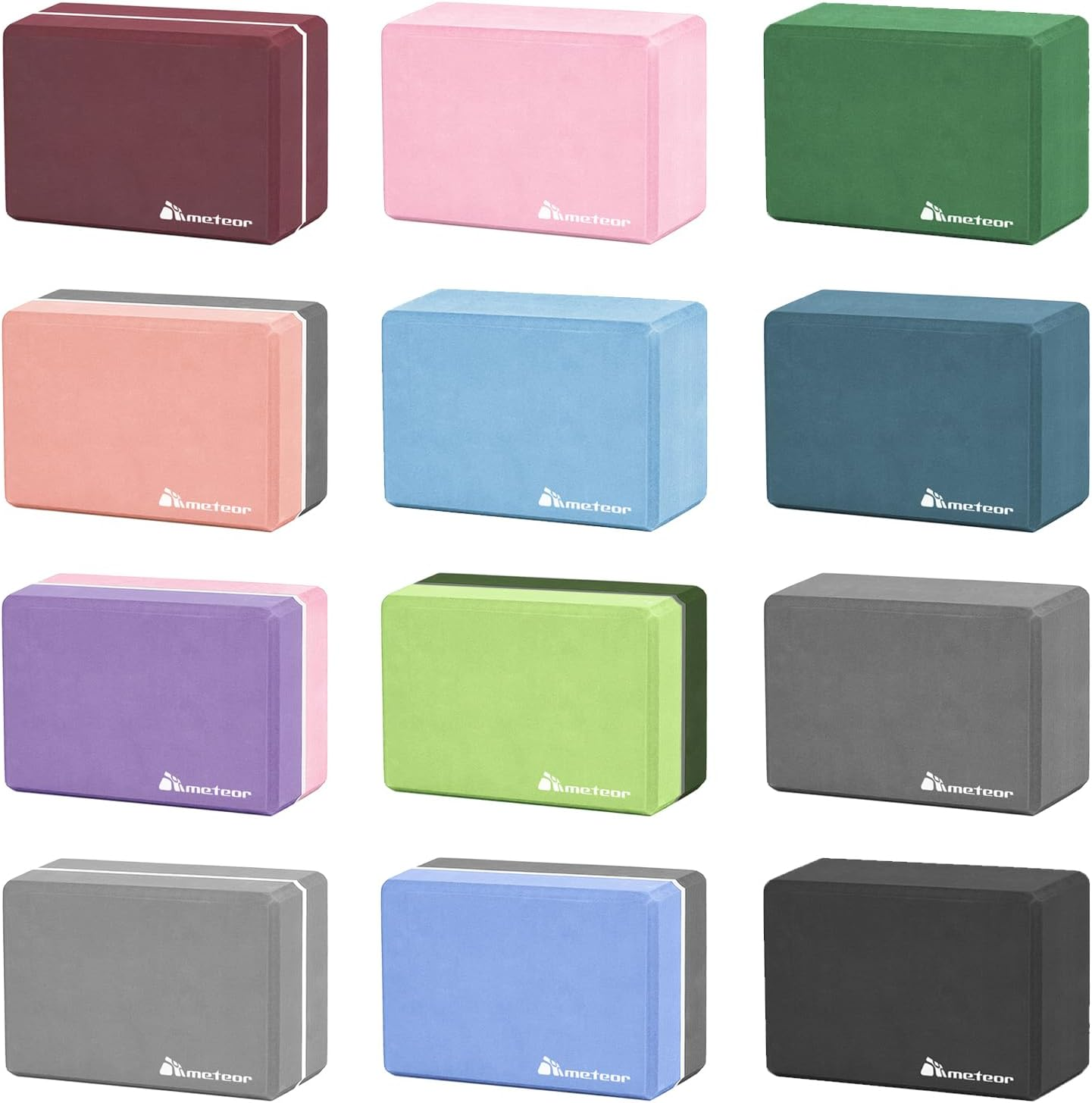 METEOR Essential Non-Slip Yoga Block, High Density Yoga Brick for Yoga, Pilates, Exercise