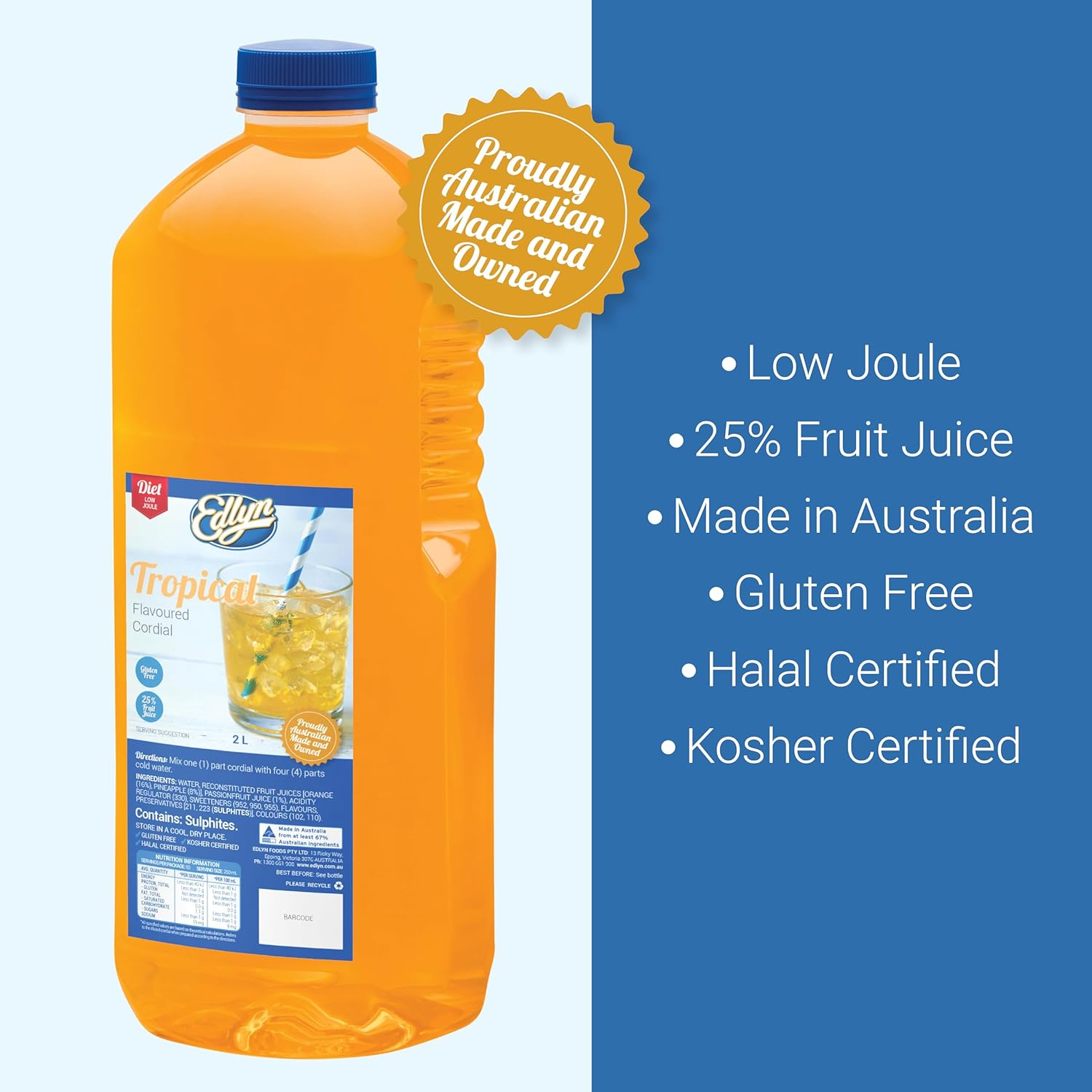 Edlyn Traditional Diet Tropical Cordial 2 Litre image number 4