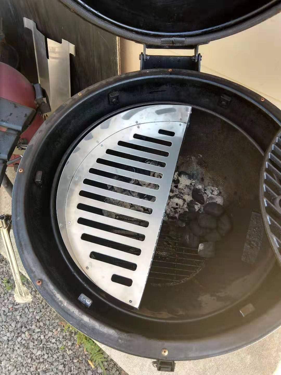 Half Moon Searing Tray Charcoal Basket for Char-Griller Akorn Kamado, Blaze Grill Kamado, Pit Boss 24, and Many Large Kamado Grills image number 5