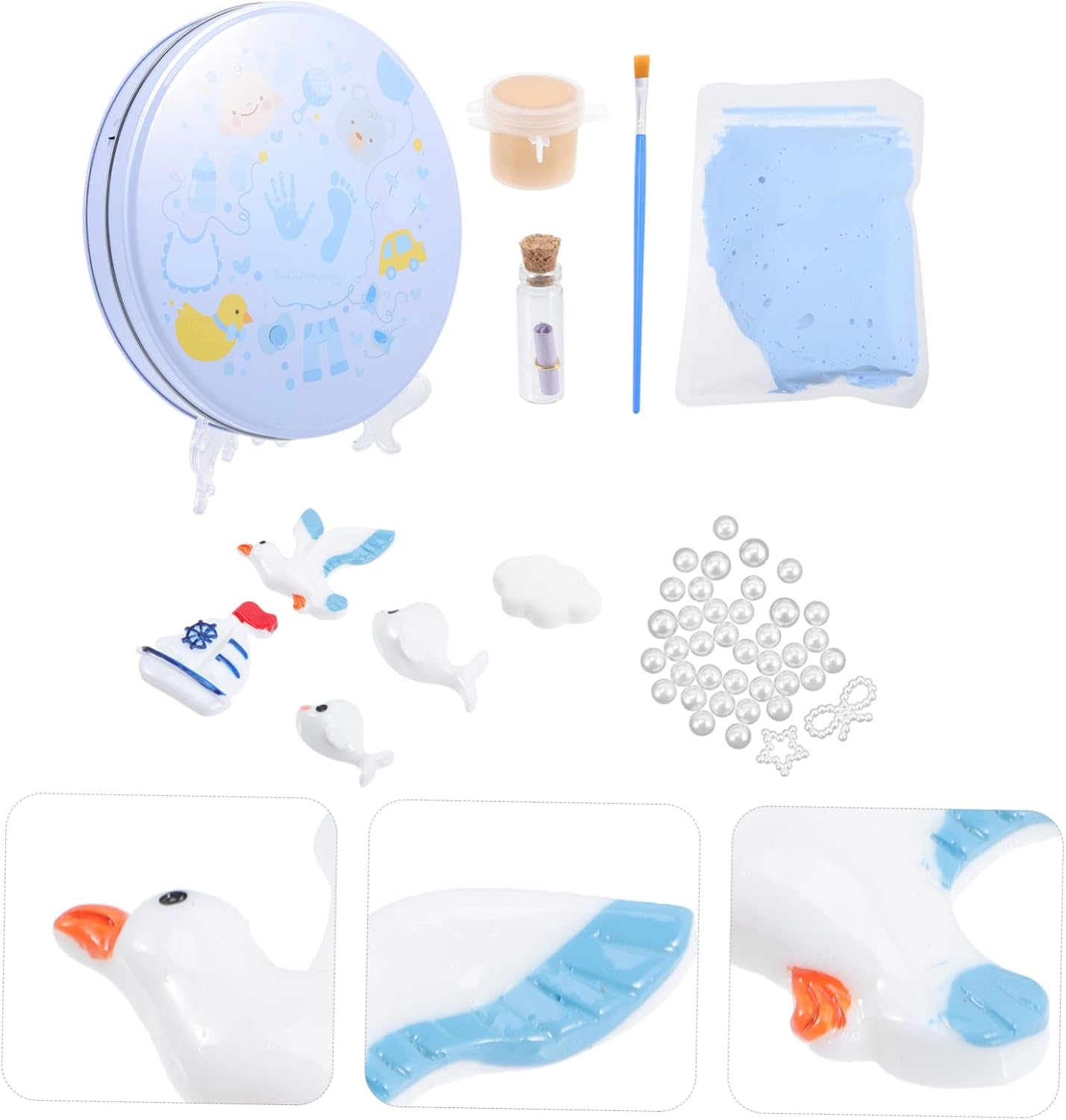 Hohopeti 1 Set Footprint Keepsake Kit Inkless Plaster Footprint Mold Casting for Newborns Present for Parents and Grandparents