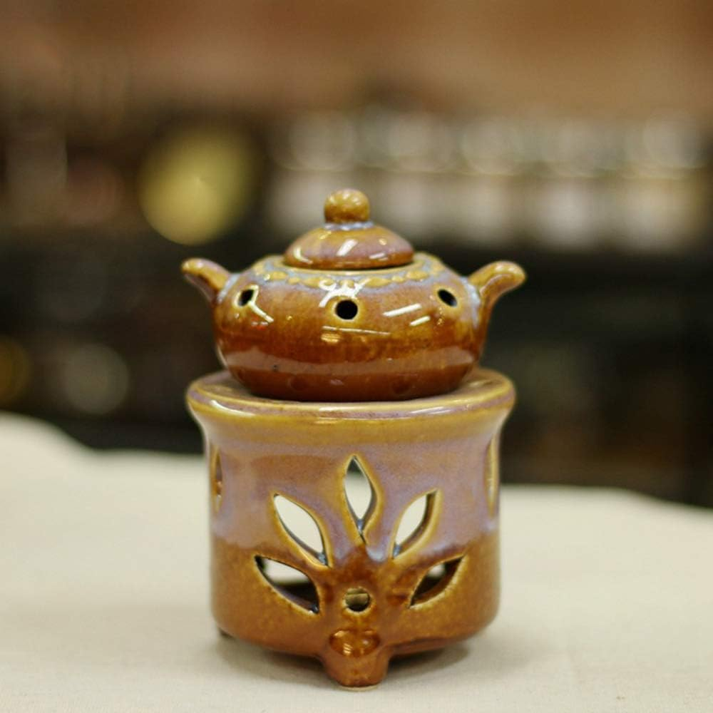 Sculpture Statue Antiques Collectables，Ceramic Tealight Candle Holder Oil Burner, Essential Oil Incense Aroma Diffuser Furnace Home Bedroom Decor Christmas Housewarming Gift,B (Color : A)