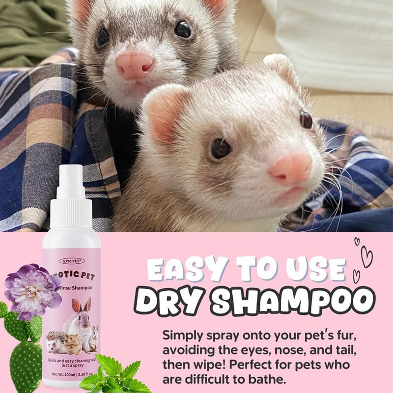 No-Rinse Dry Shampoo, Plant-Based Formula for Small Pets, Paraben-Free, 100Ml, Fragrance-Free