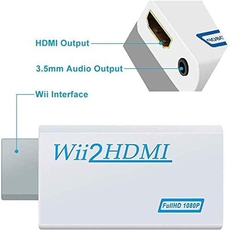 Wii to Hdmi Converter, Vienon Wii to Hdmi Adapter, Wii to Hdmi1080P 720P Connector Output Video & 3.5Mm Audio - Supports All Wii Display Modes (White) image number 4