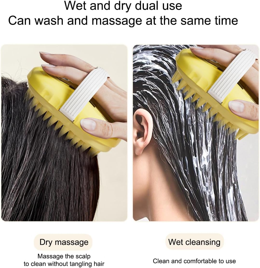 Fokmuaex Scalp Massager Brush with Soft Silicone Bristles, Hair Growth Scalp Scrubber for Exfoliation & Stress Relief, Shampoo Brush for Wet/Dry Hair & Head Massage (Yellow) image number 1