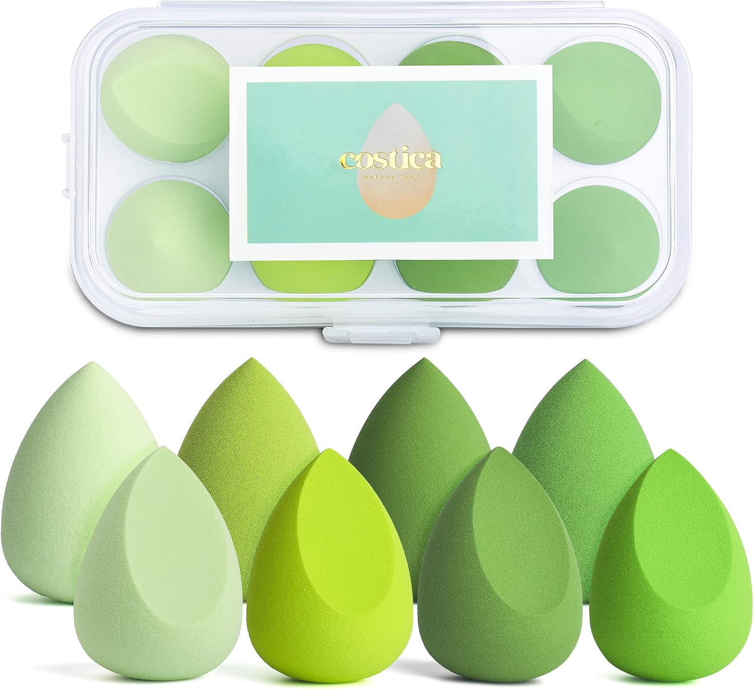 COSTICA Makeup Sponge, 8 Pcs Beauty Blender for Foundation Blending Sponge, Multi-Colored Makeup Blender with Storage Box, Flawless for Liquid Cream and Powder
