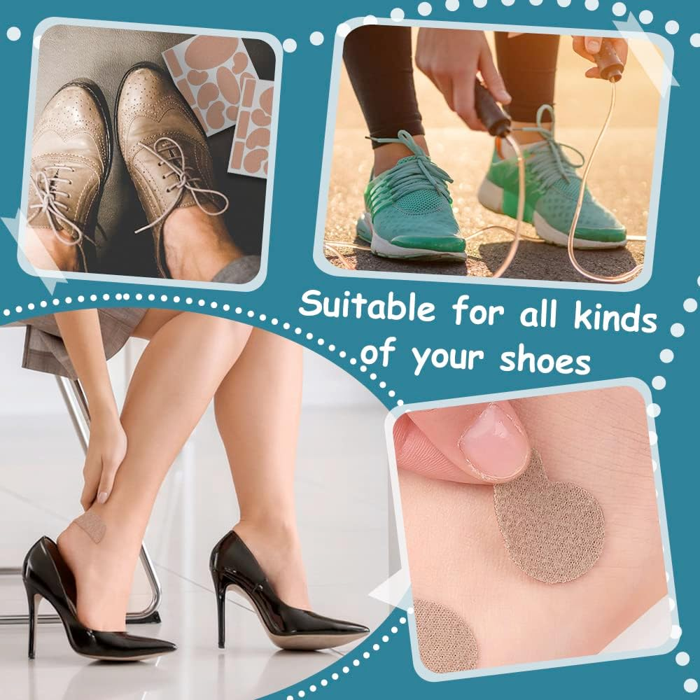 15 Sheets Moleskin Adhesive Pads, Moleskin Tape Flannel Adhesive Pads Heel Stickers, Pre-Cut Moleskin for Blister Reduce Friction Pain on Feet, Toes, Shoes (Skin Color) image number 2