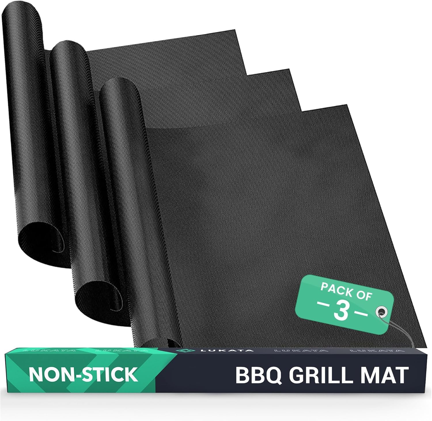 Lukata Large Heavy Duty Oven Liner (3 Pack) - Teflon Oven Liners for Bottom of Oven for Gas, Electric and Fan Assisted Ovens - Reusable Non-Stick Oven Mats for Bottom of Oven - BPA Free