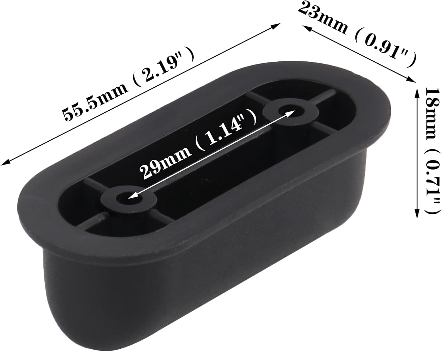 BQLZR Black Plastic Luggage Bracket Side Stud Foot Pad 1.14 Inch Hole Spacing D Type image number 4