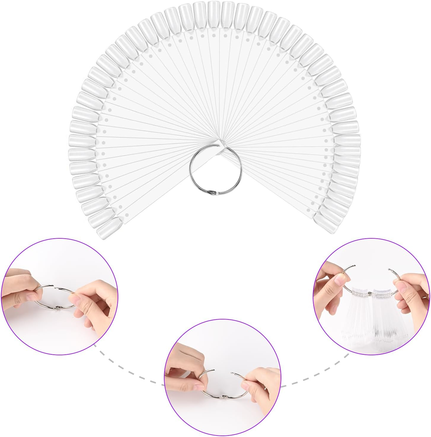 Pack of 150 Nail Pattern Sticks, Nail Sticks Nail Colour Display Stand, Semi-Permanent Nail Polish Colour Chart for Nail Art Style and Colour Display with Number Stickers 1-180 image number 1