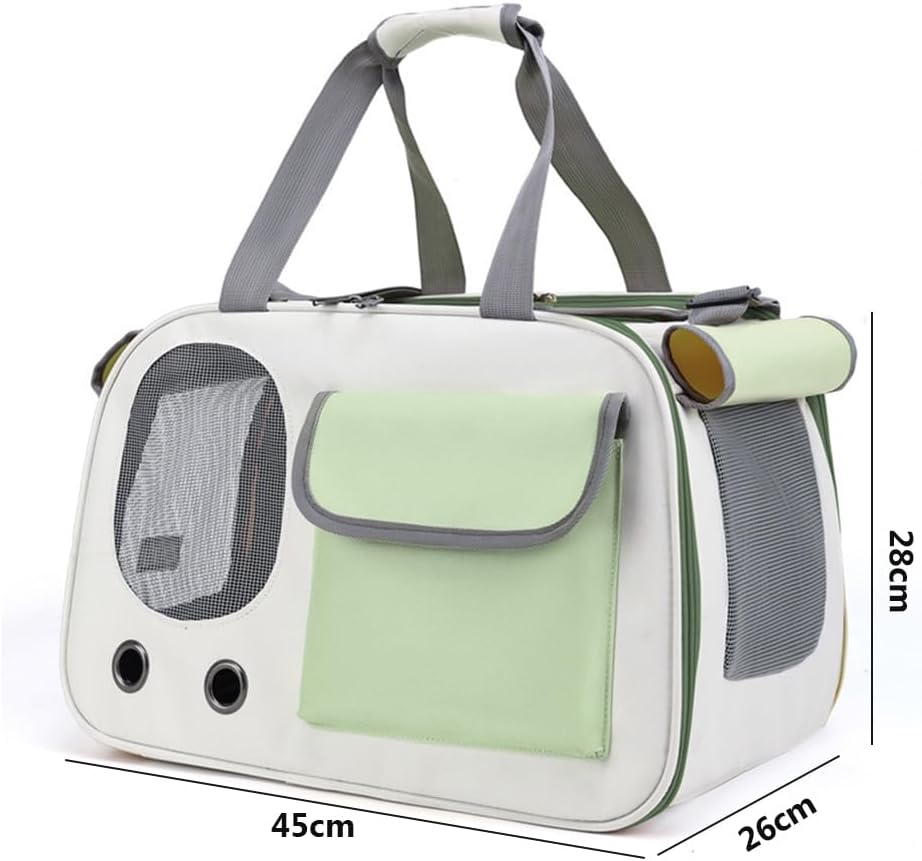 Oxford Fabric Cat Carrier, Foldable Pet Backpack, Lightweight Pet Travel Bag, Breathable & Adjustable for Cats & Small Dogs Outings (Green image number 2