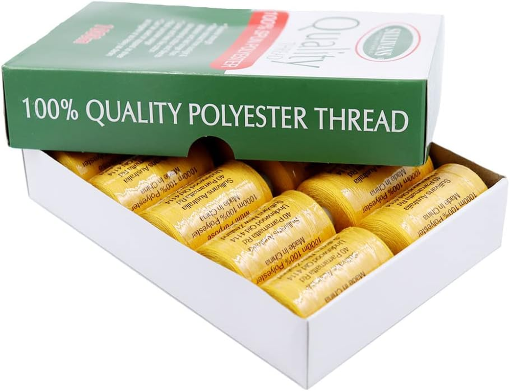 Sullivans Polyester Quality Thread 10 Pieces, 1000 Meter Length, Gold