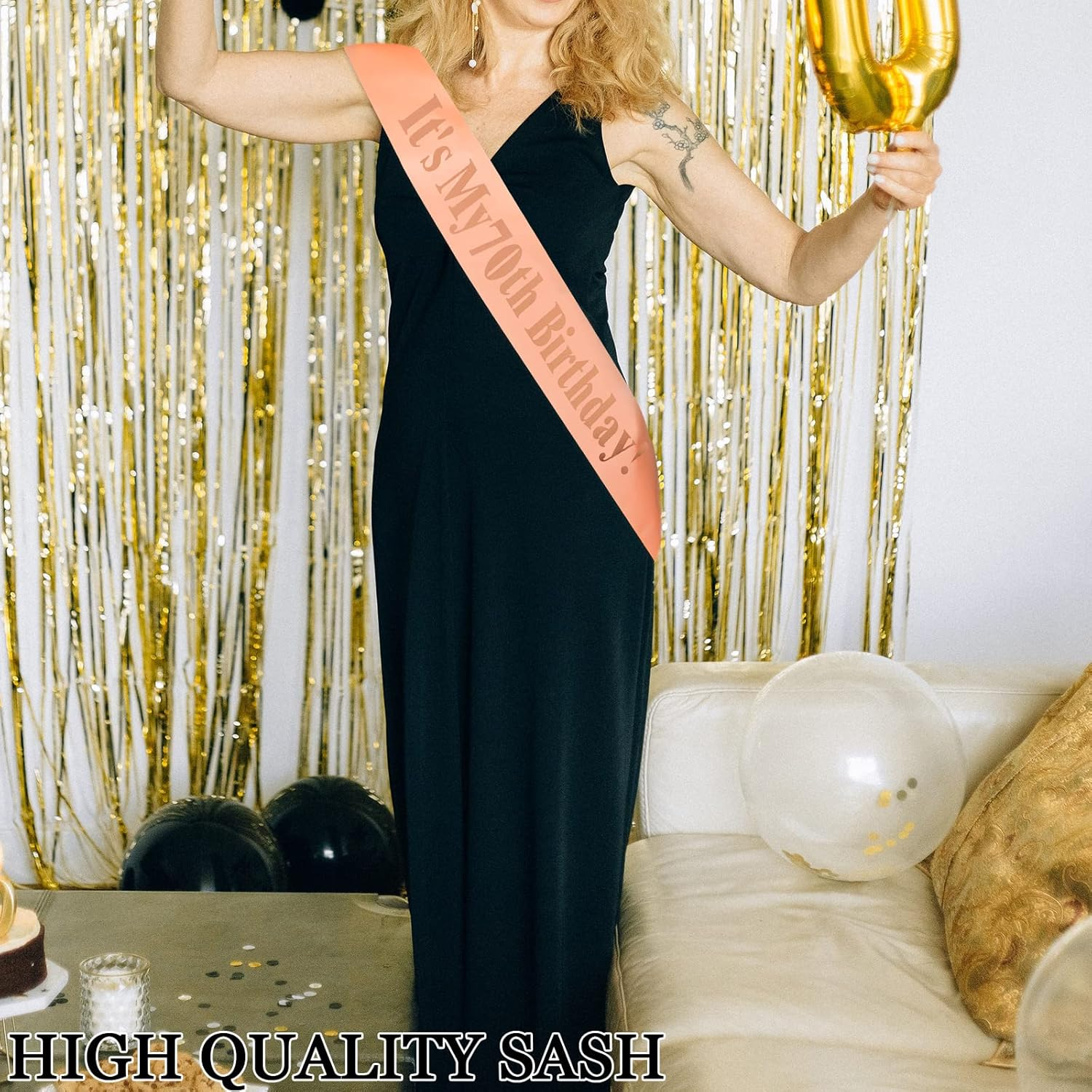 ACO-UINT 70Th Birthday Crown for Women, Cute Birthday Sash & Birthday Headband for Women Set, Sweet Birthday Headband 70Th Birthday Decorations Birthday Gifts for Women image number 1