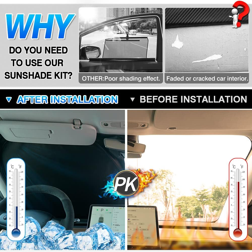 T TGBROS Window Sunshade Custom Fit for Toyota Camry 2012-2017 Accessories Windshield Side Rear Window Full Set Car Sun Shades Foldable Blocks UV Rays Keeps Your Vehicle Cool 6PCS image number 4