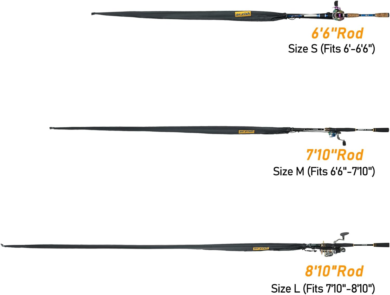 Drfish Fishing Rod Socks Fishing Pole Sleeves Rod Protector Tangle-Free Lightweight Nylon Adjustable Rod Cover Protector for Spinning Rod Baitcasting Rod Surf Rod Fishing Rod Tube Case Large image number 4