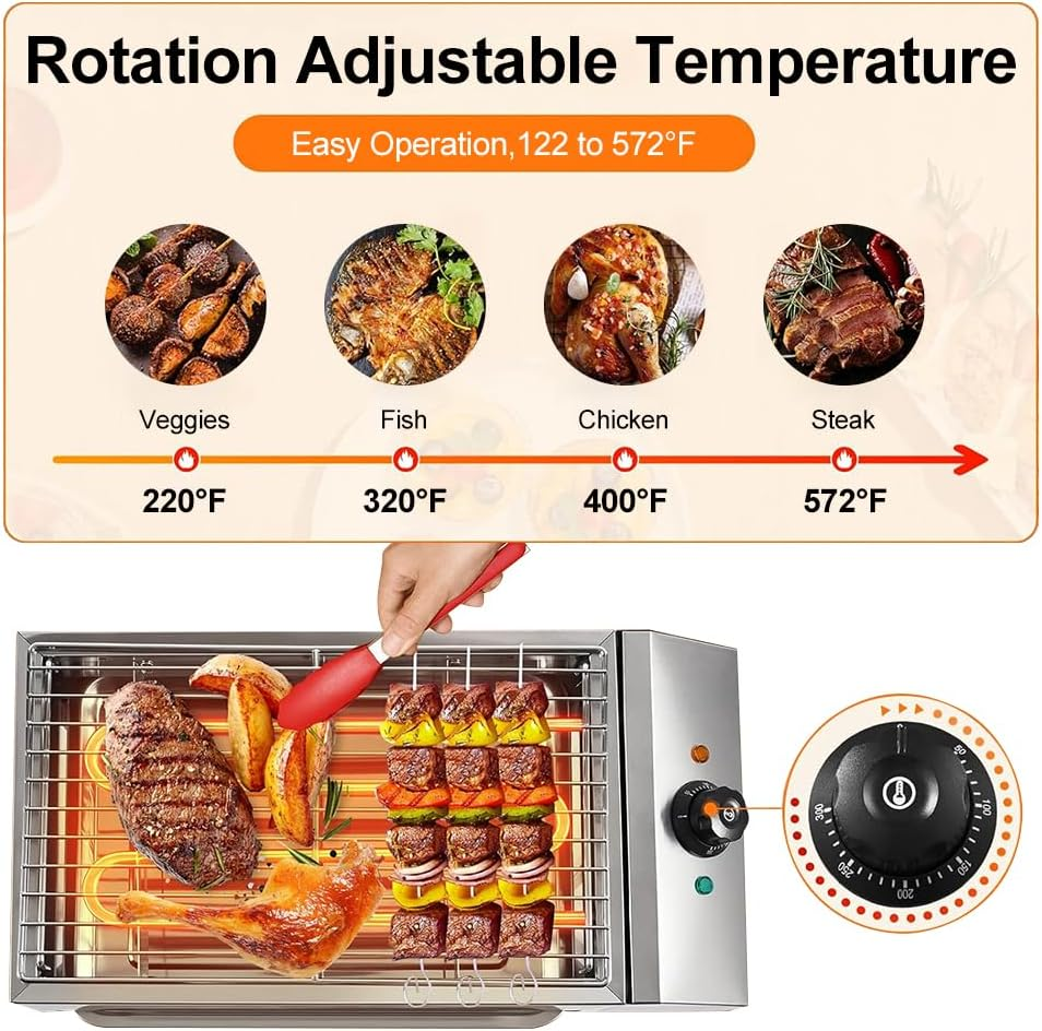 Indoor Smokeless Grill, 2600W Commercial Electric Grill Stainless Steel Barbecue Oven Grills with Oil Pan Suitable BBQ Equipment for Indoor and Outdoor Camping image number 2