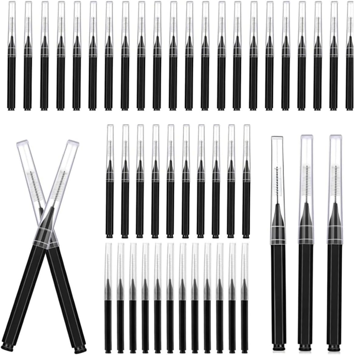 100 Pcs Micro Eyebrow Brush with Cap,Brow Lamination Brush Eyelash Brow Brush Removing Lash Filler, Eyebrow Spoolie Lash Comb Lift Tools for Eyebrows and Eyelashes Extensions Brow Lamination(Black) image number 6