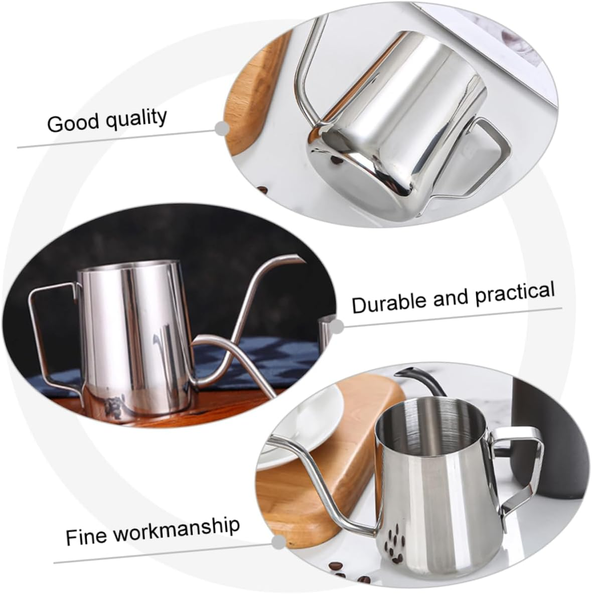 WATIIFUFU Stainless Steel Hand Brew Coffee Maker Pot Espresso Kettle for Home Use for Coffee and Daily Brewing