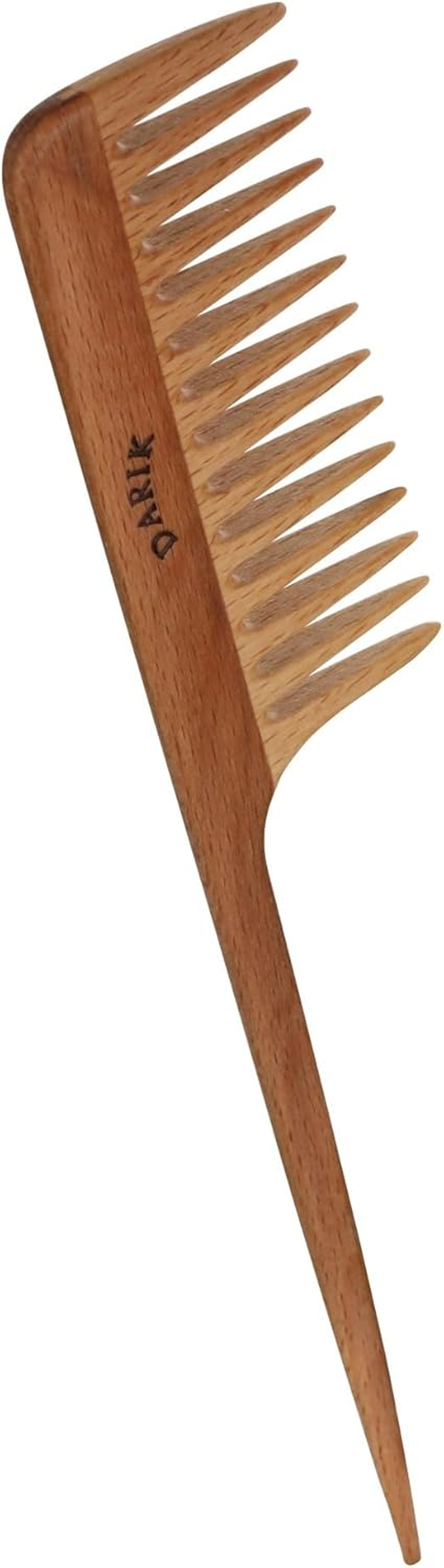 Wide Tooth Wooden Comb | Cepillo Ancho De Madera Para Cabello | Natural Hairbrush | Vintage Style Hairbrush | Wood Comb for Gentle Styling | Anti-Static Hair Comb (Wide Tooth Tail Comb) image number 1