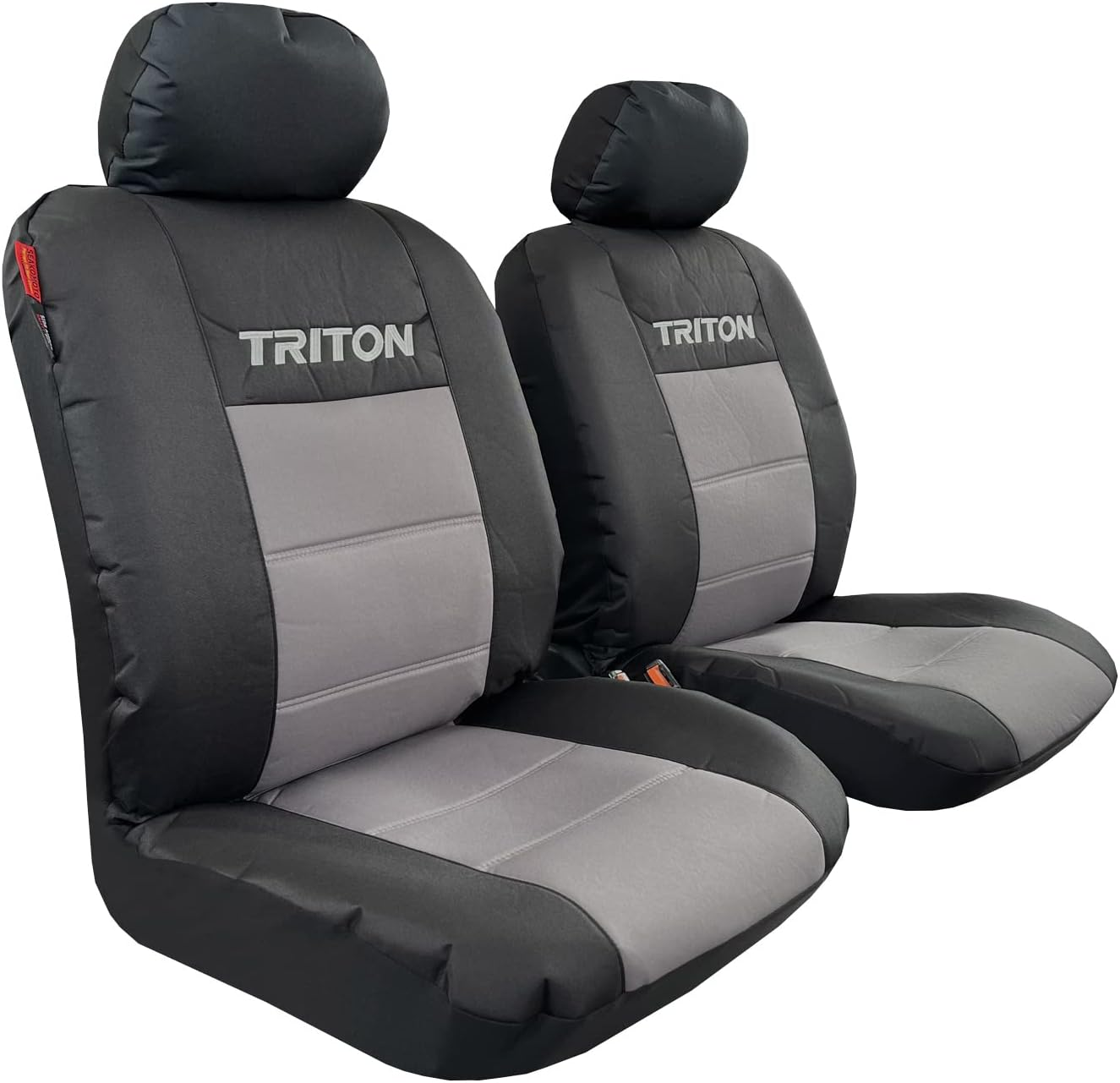 Heavy Duty Canvas Seat Covers for Mitsubishi Triton Dual Cab 2006-2022, Black Waterproof Auto Car Protectors Universal Fit Airbag Compatible - Black Front image number 4