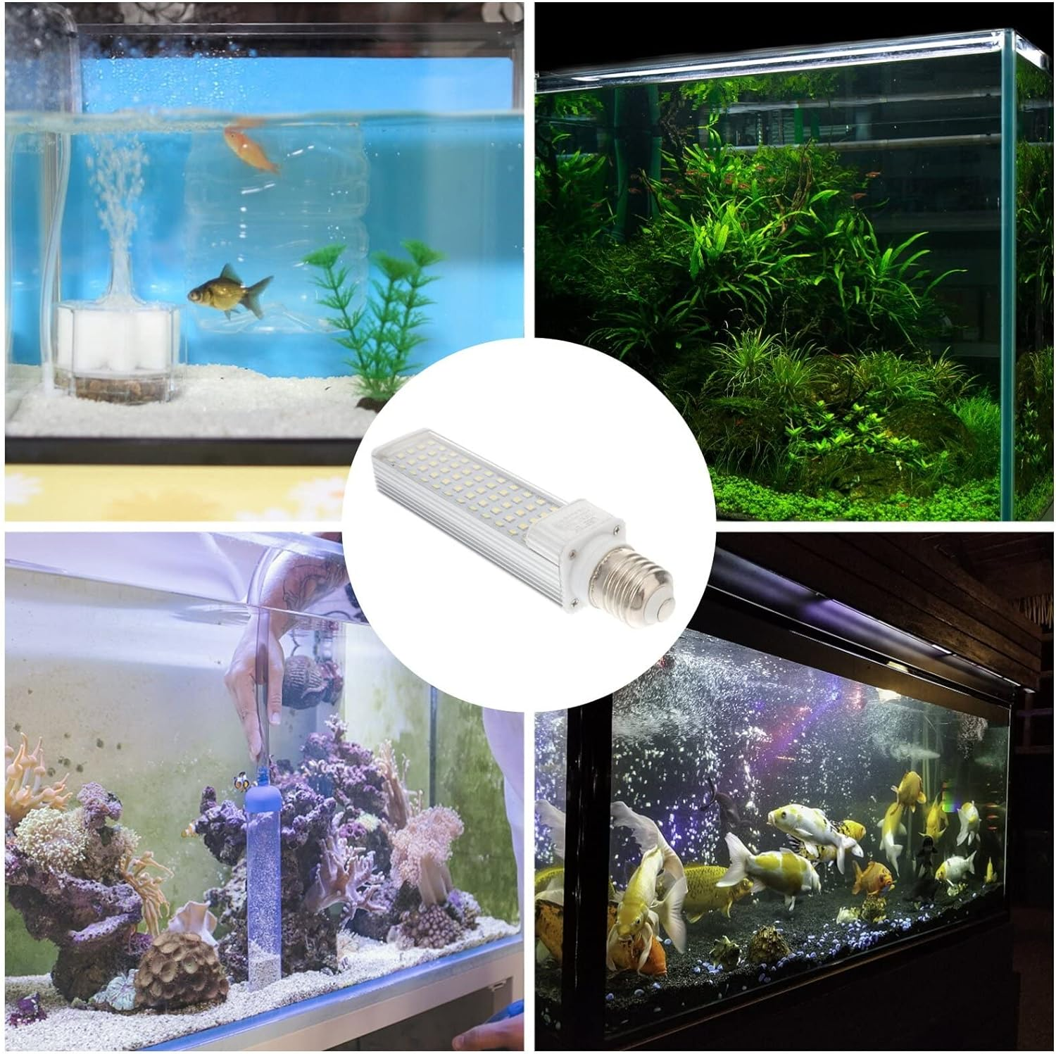 ULTECHNOVO LED Corn Bulbs - E27 LED Bulb 11W Aquarium Grow Light White Screw Corn Light LED Energy Saving Lamp for Home Fish Tank Aquariums image number 2