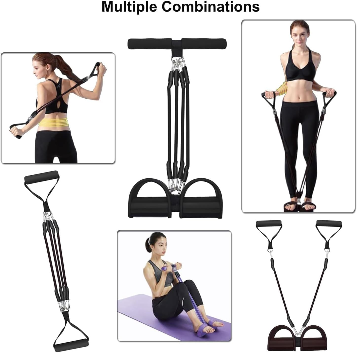 JIUSEGE Pedal Resistance Band Set &ndash; Multifunctional Tension Rope with Handles & Pedal Puller &ndash; Elastic Exercise Bands for Waist, Arm, Leg Training &ndash; Home Fitness Equipment for Full Body Workout image number 6