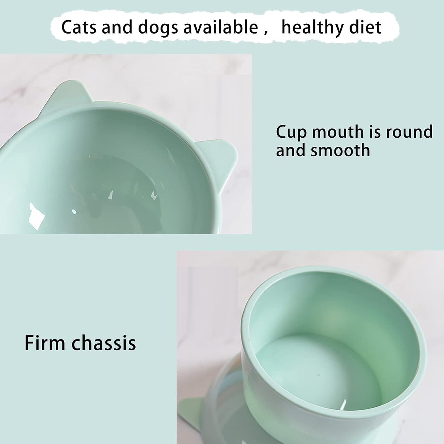 3 Pcs Raised Cat Bowls 45&deg;Tilted Elevated Cat Bowl Food and Water Bowl Pet High Bowls Pet Feeder Bowl Pet Bowl Dish for Cats and Small Dogs (Blue+Green+Pink)/2443 image number 4