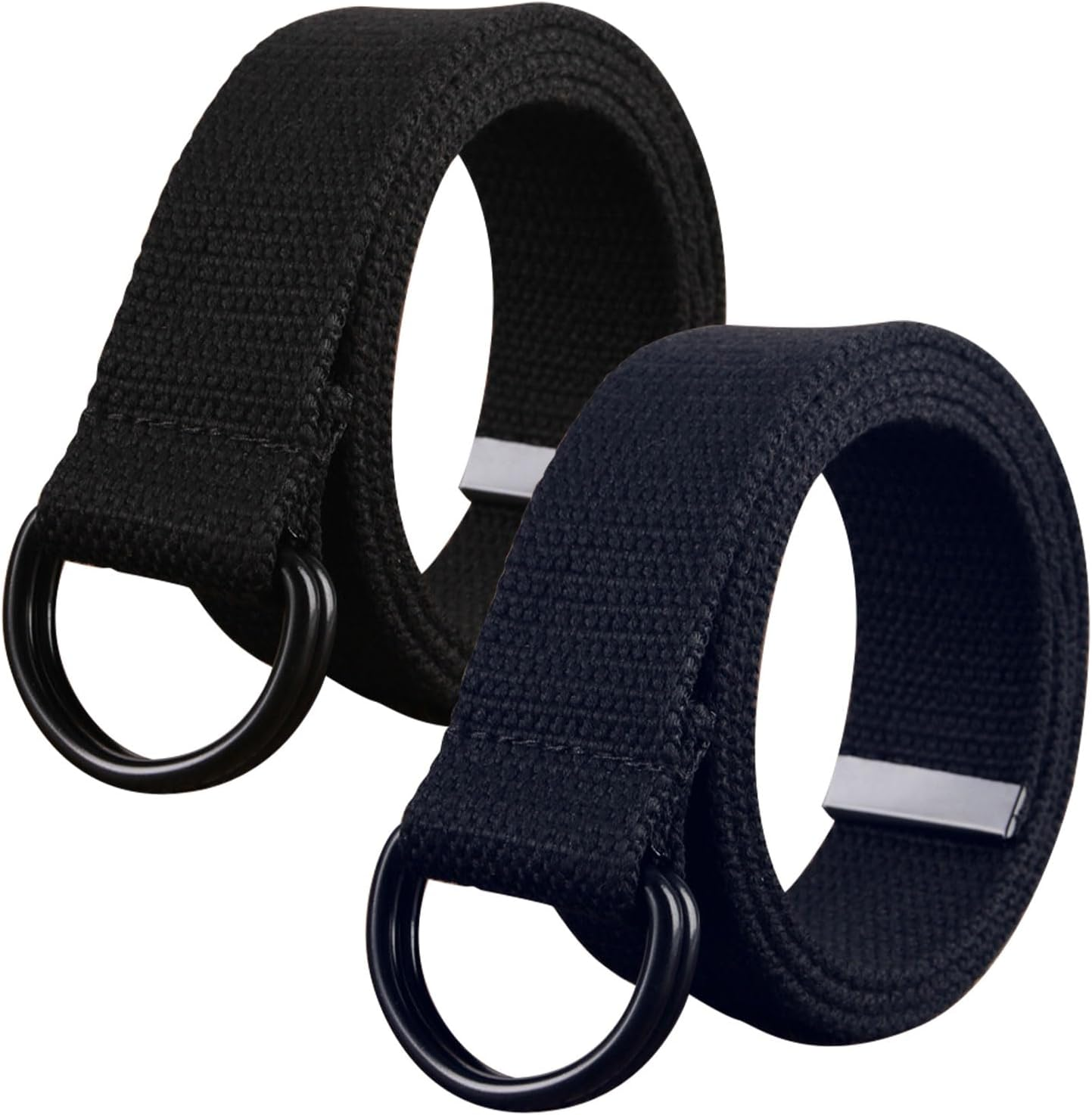 SKHAOVS 2 Pack Belts for Men,Mens Canvas Belt,Mens Adjustable Fabric Belt with Double D-Ring,Holeless Belt Suitable for Leisure and Travel image number 1