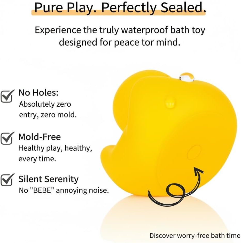 10 Pcs Waterproof No Bebe Noise 3 Inch Rubber Funny Yellow Duck/Duckies Bath/Pool/Water Float Toy Stuffed with Sealed Plug without Hole with No Hole for Kids in Bulk for Birthday Party Cake Topper,Au image number 2