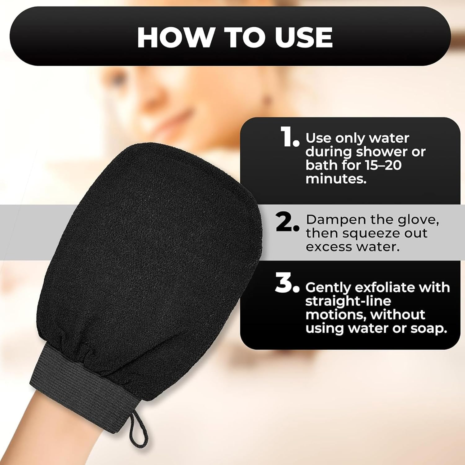 3 PCS Exfoliating Gloves, Exfoliating Mitt for Body Scrub, Korean Style Deep Cleaning, Dual-Sided for Smooth Skin, Includes Black Pink Green with Ropes image number 6