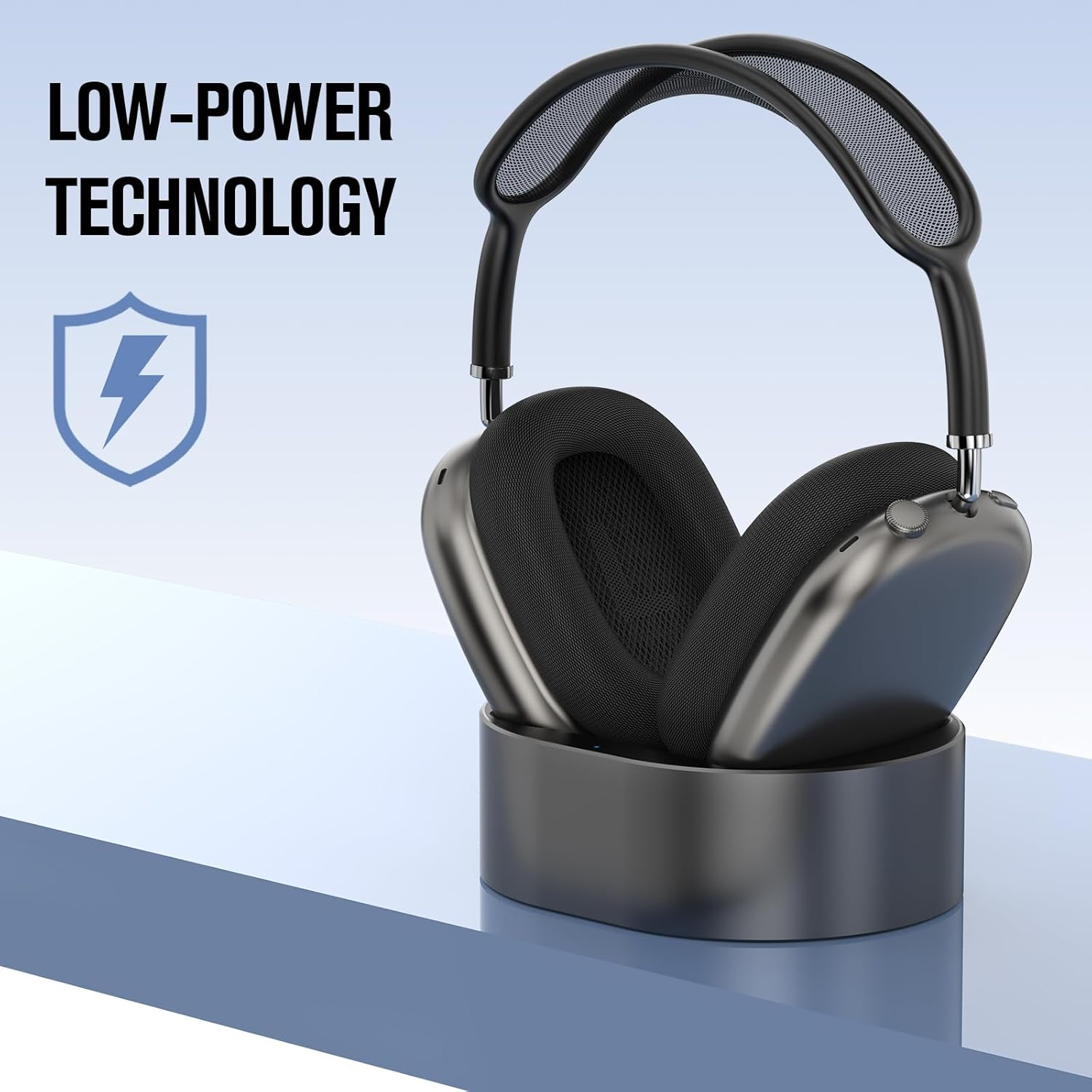 ROUNKIN Headphone Charging Stand for Airpods Max,Support Sleep Mode,Magnetic Stand,Protable Desktop Headset Holder,Headset Stand, Charging Base for Headphones,Designed for Airpods Max 2/1(Black) image number 5