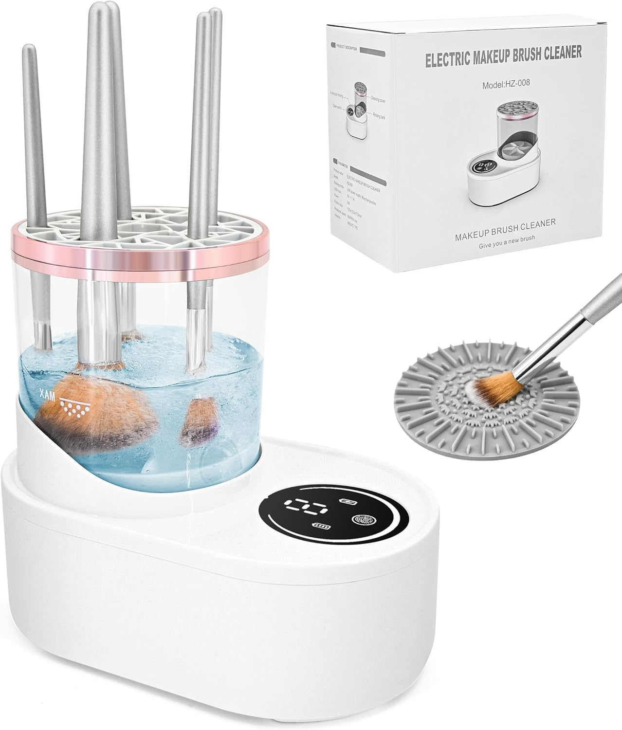 YBVABE Electric Makeup Brush Cleaner and Dryer &ndash; 2-In-1 Plug-In Automatic Spinner, 360&deg; Deep Cleaning for Foundation, Eyeshadow & Blush Brushes