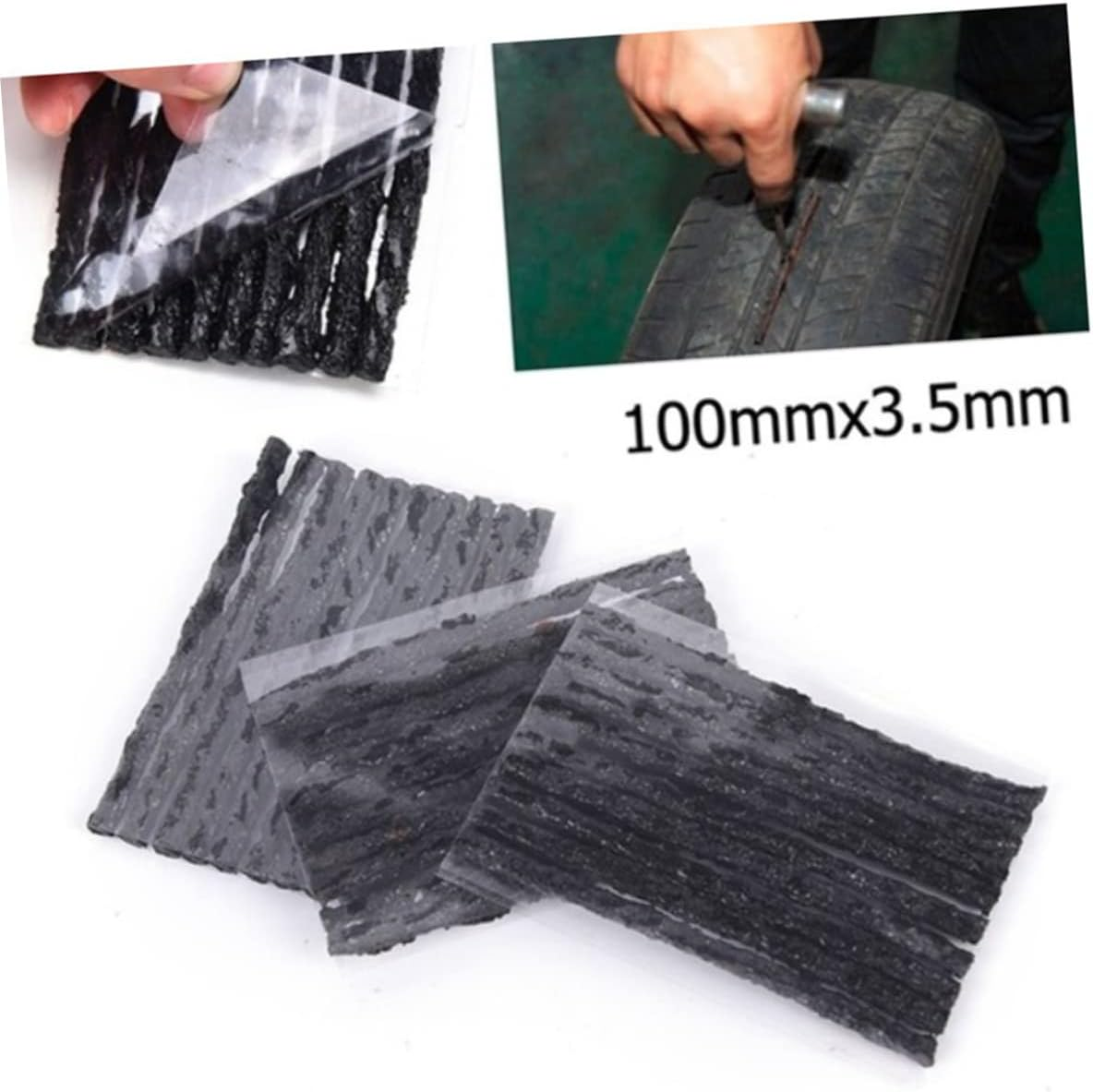 100Pcs Black Car Tubeless Seal Strip 100X3.5Mm Tire Repair Tool Vacuum Automotive Wheel Tire Seal Tape for Puncture Fixing and Maintenance image number 3