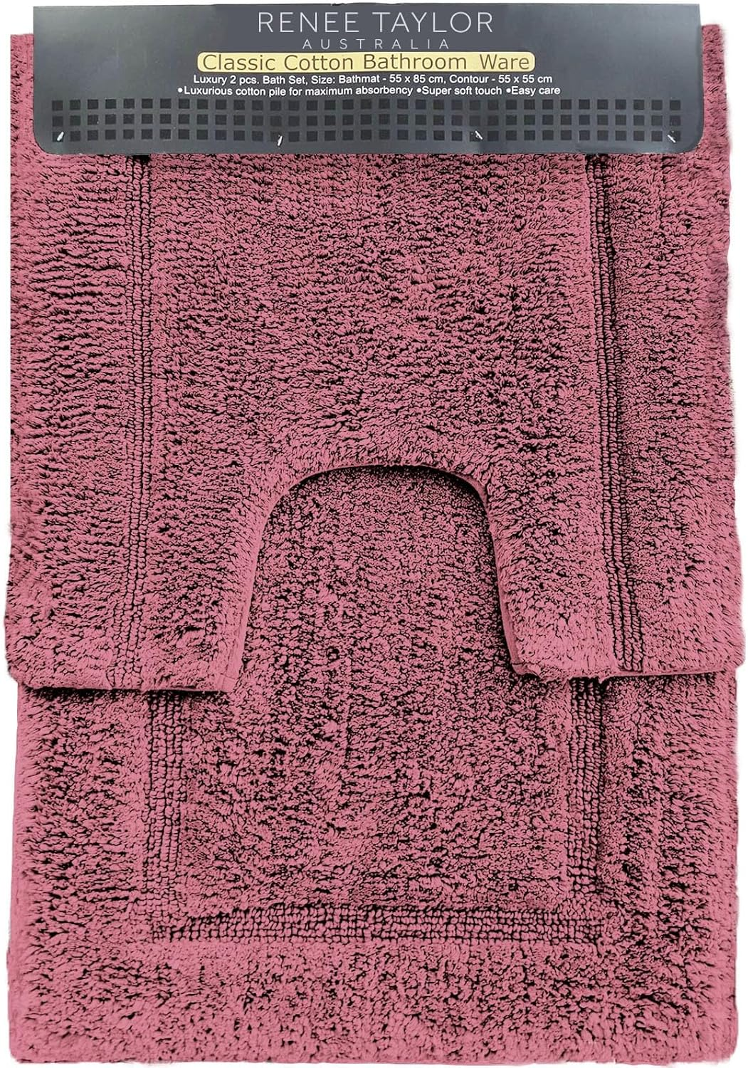 2Pc Renee Taylor Tufted Bath/Contour Mat Set Cotton 2200GSM Toilet/Shower Vapour image number 2
