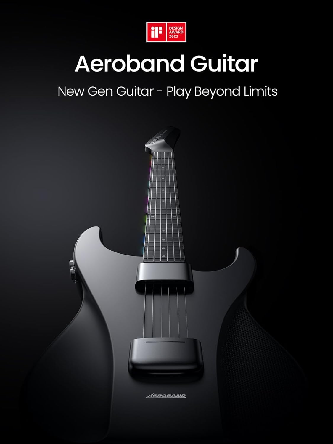 Aeroband Guitar Smart Guitar with Silicone Strings, Travel Silent Guitar with Detachable Fretboard, Headphone Jack, Built-In Speaker and Drum System, Aeroband APP Play, MIDI Guitar image number 3