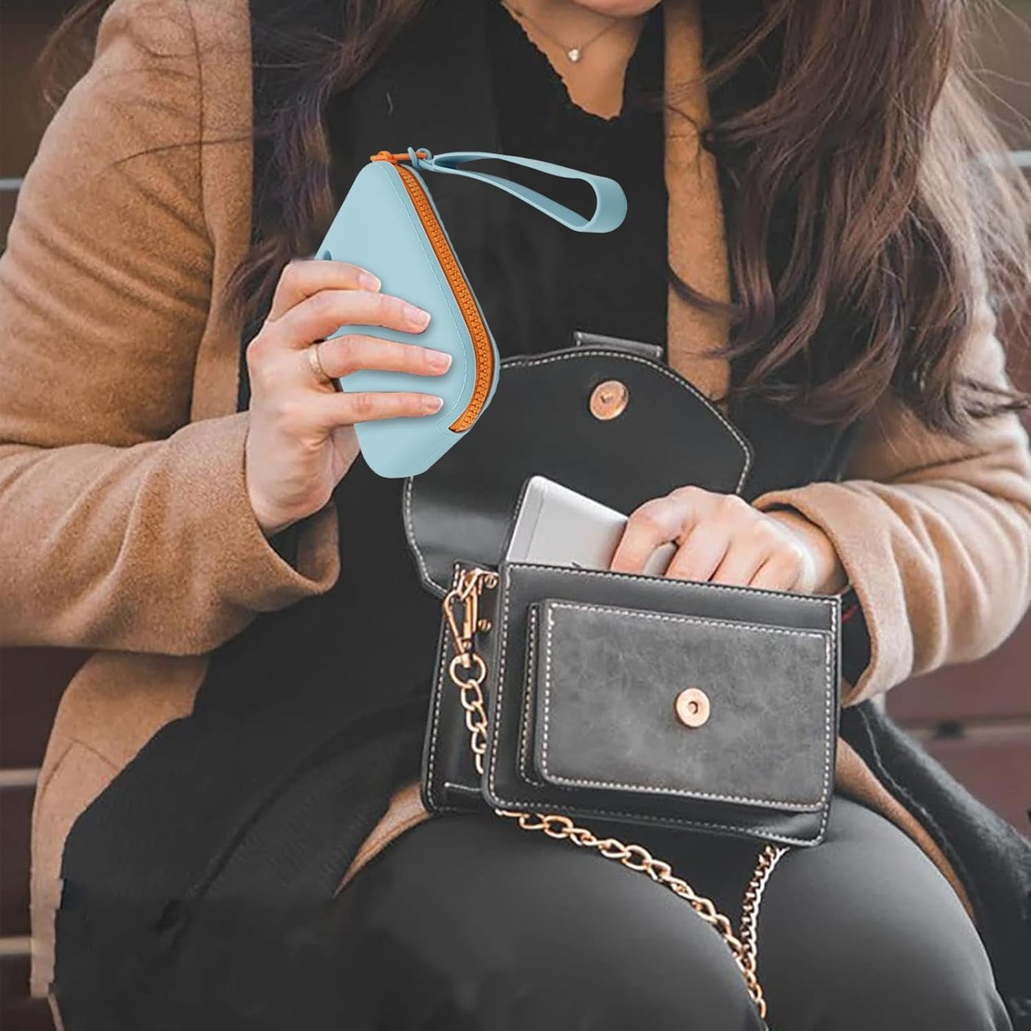 Silicone Silicone-Cosmetic Pocket, Waterproof Wallet | Portable Makeup Storage Bag, Small Cosmetic Travel Bag with Zipper for Women, Cosmetic Bag In, Light Blue, Fare Riferimento Alla Descrizione