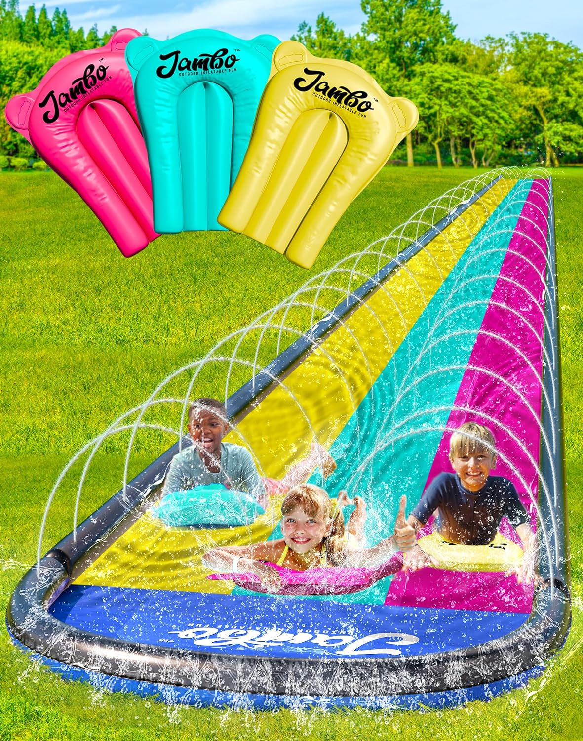Jambo Triple Lane Slip Splash and Slide (Summer Vibes, 20' Foot) image number 5