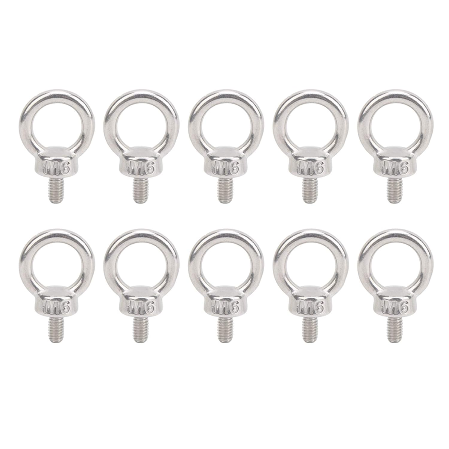 10Pcs M6 Lifting Eye Ring Bolts Screw 304 Stainless Steel Fastener Accessory Parts Silver White image number 4