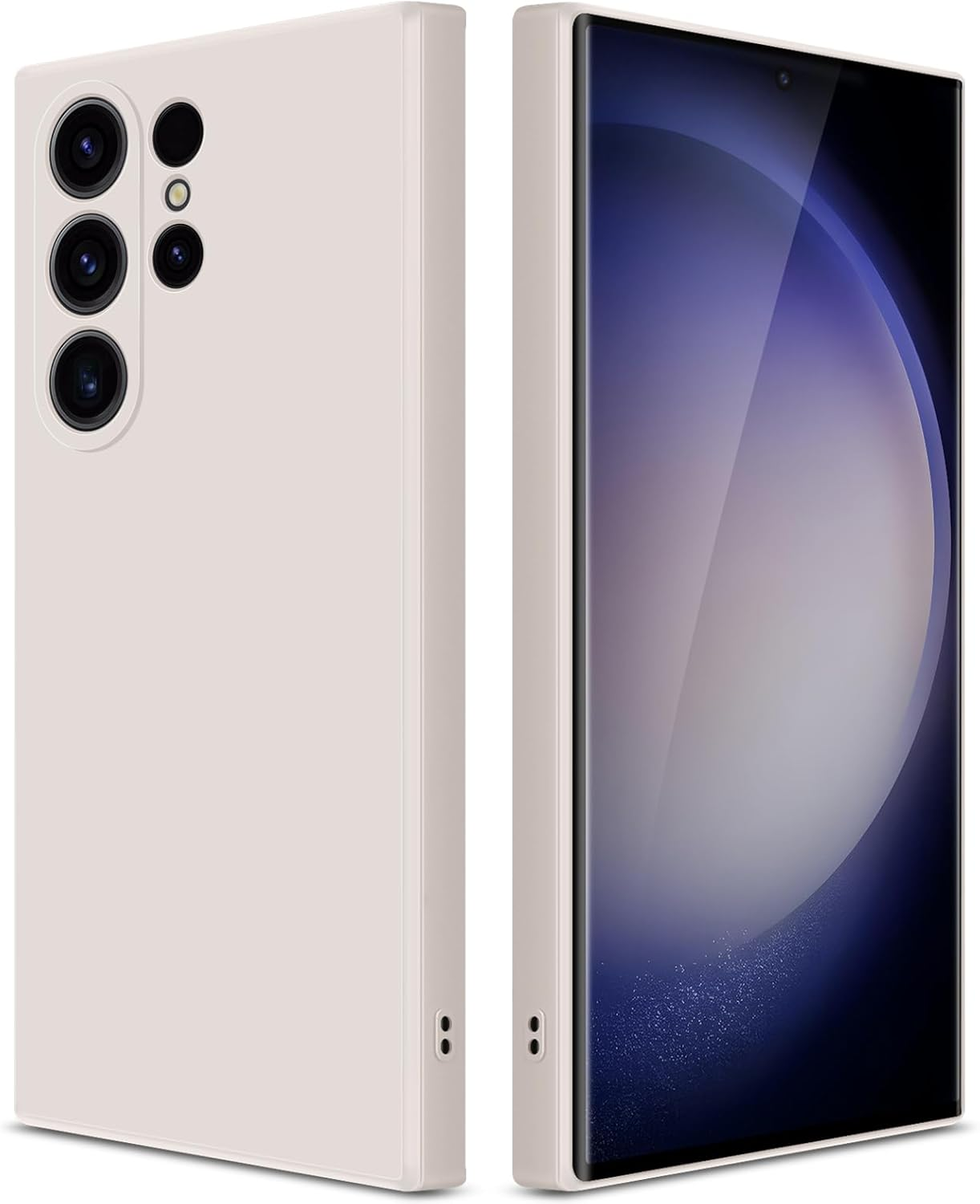 Giiyoon Silicone Case Compatible with Samsung Galaxy S23 Ultra 5G, Full Body Silky Soft Touch Phone Case with Camera Protection, Shockproof Cover with Microfiber Lining, off White image number 3