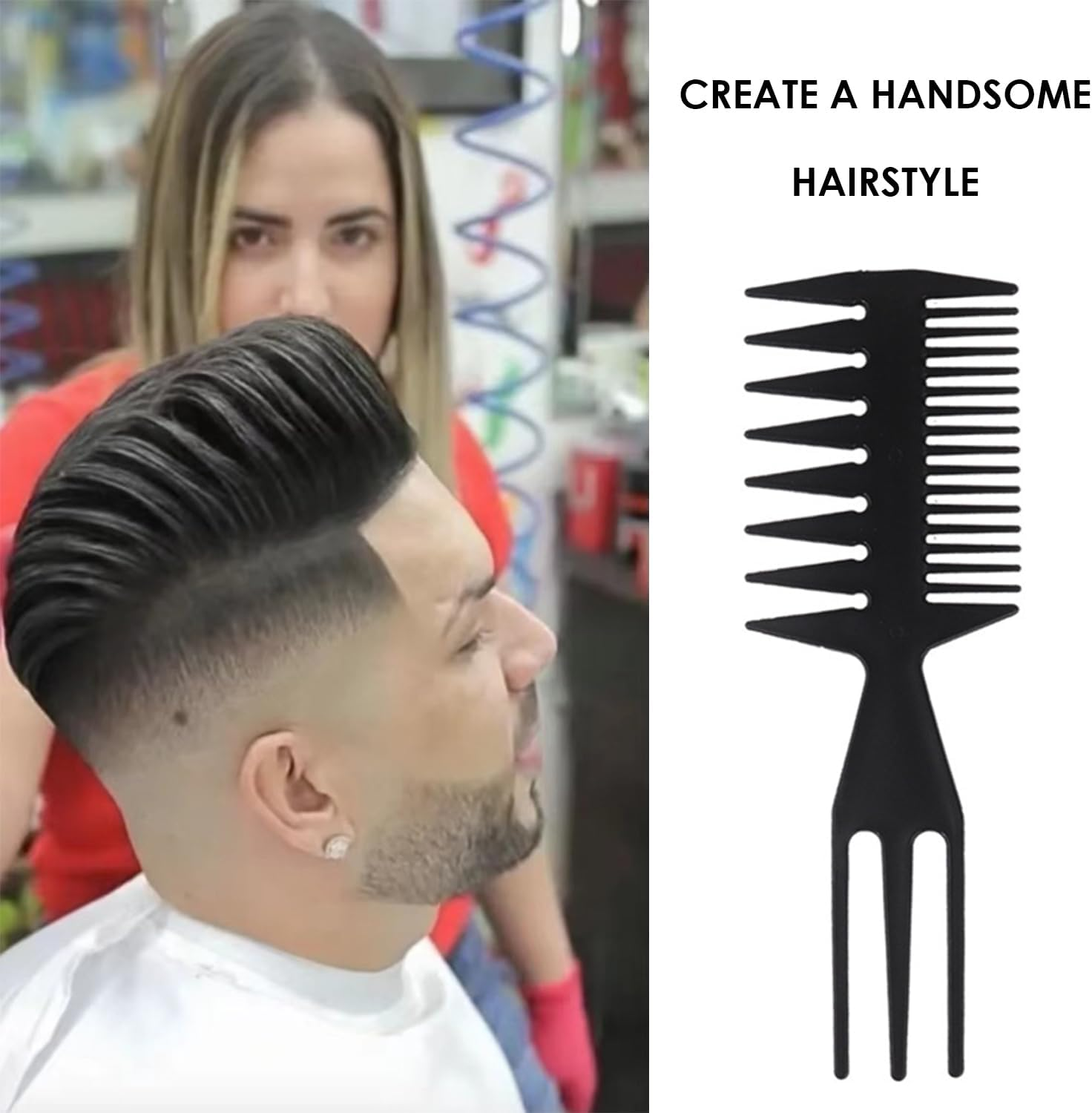 5 Black Hairdressing Comb Sets, High Temperature Resistant Wide Tooth Comb, Antistatic Hairdressing Comb, Special Tools for Creating Hairstyles image number 5