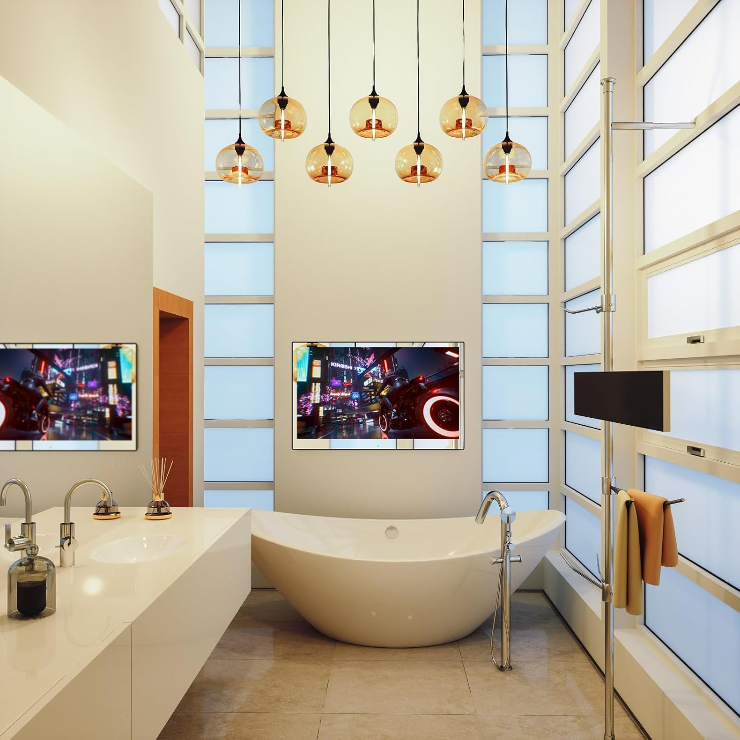 Elecsung 32Inch Android11.0 Bathroom Mirror LED Smart TV with Full Touchscreen Waterproof 4K Wifi Bluetooth Frameless for AU image number 6