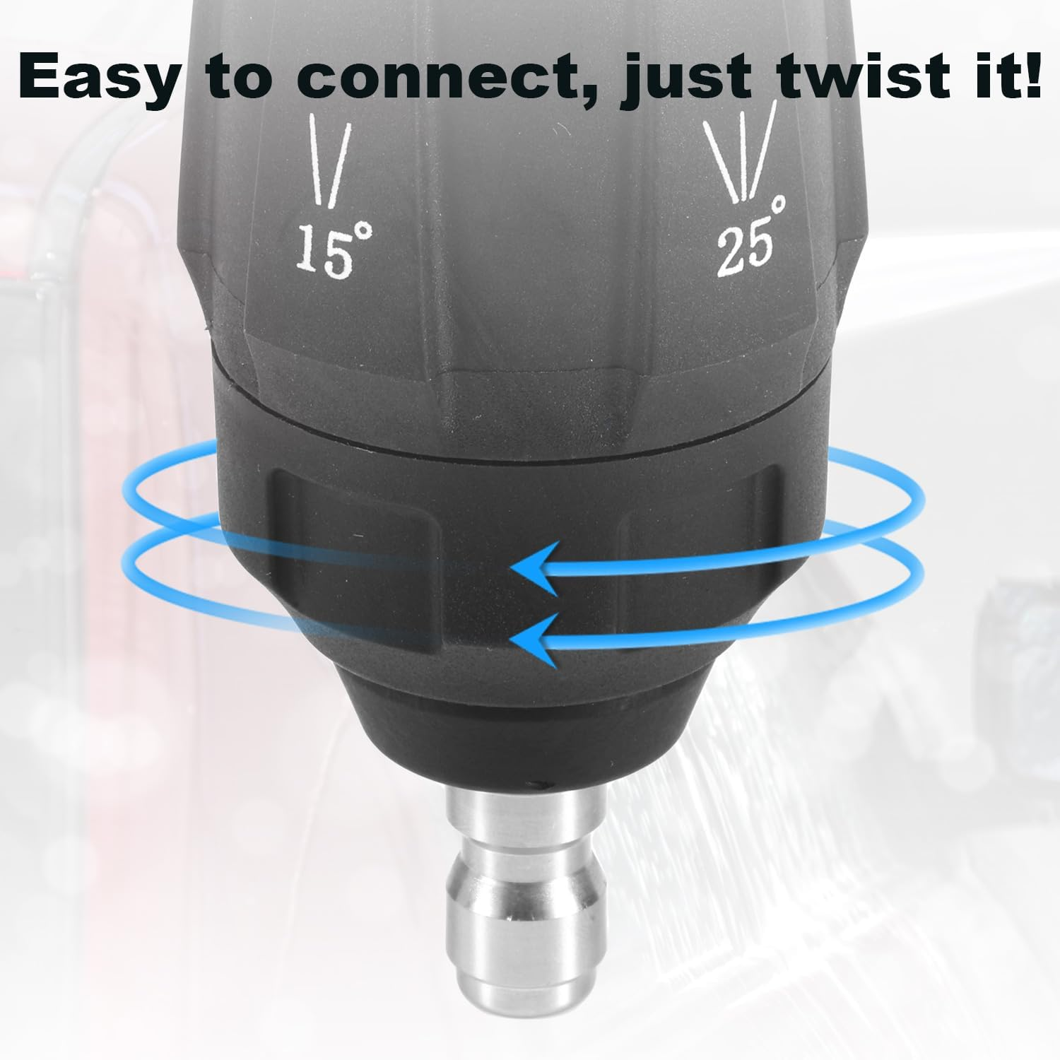 Five-In-One High Pressure Nozzle, 1/4 Inch Quick Connector Adjustable Pressure Washer Tips Power Washer Rotating Turbo Nozzle for Garden Pet Street Car Cleaning