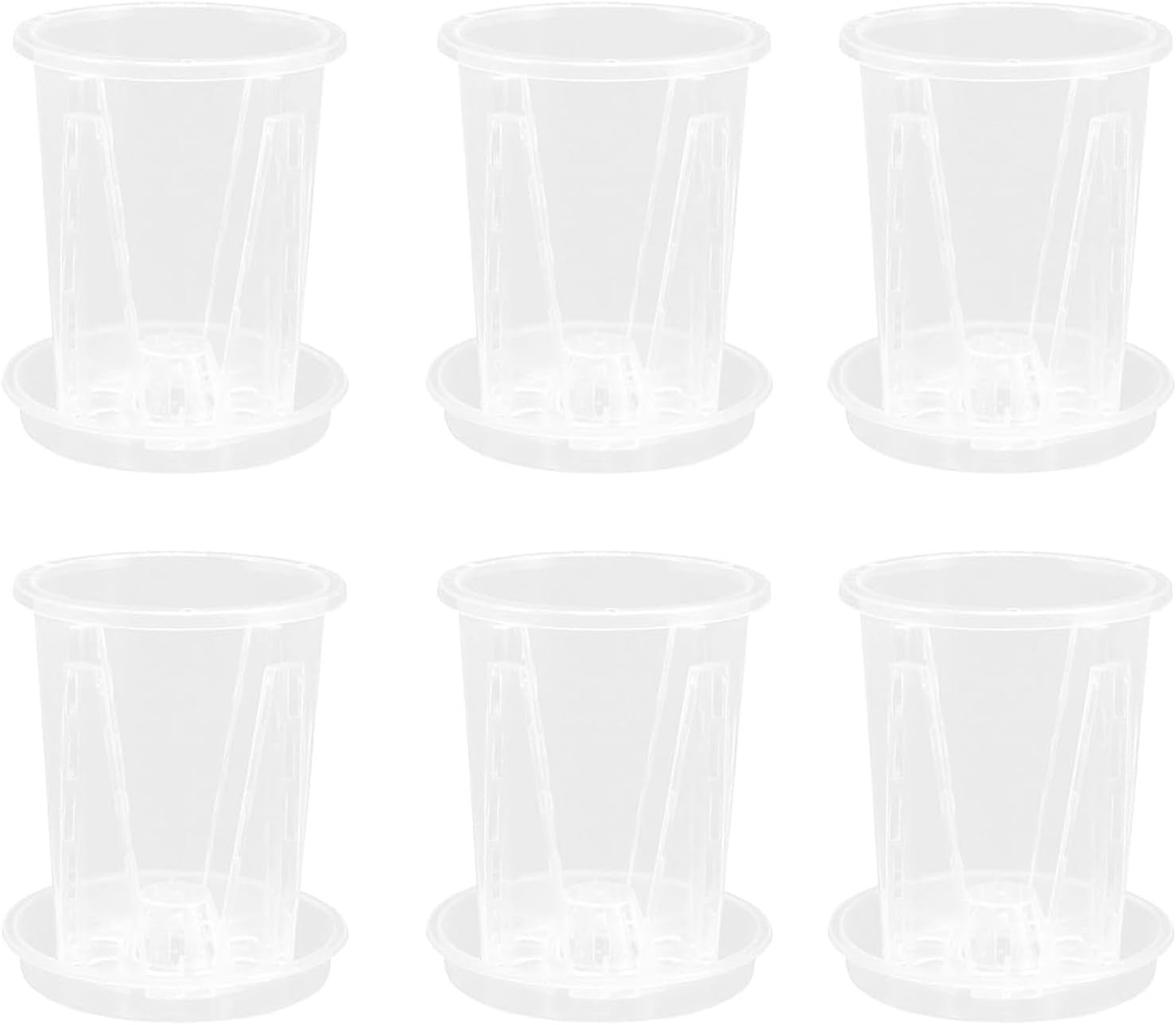 6 Pcs Clear Orchid Pots with Holes & Saucers - Breathable Slotted Planters for Orchids, Succulents, Houseplants Durable Decorative Flower Pot with Drainage Tray image number 3