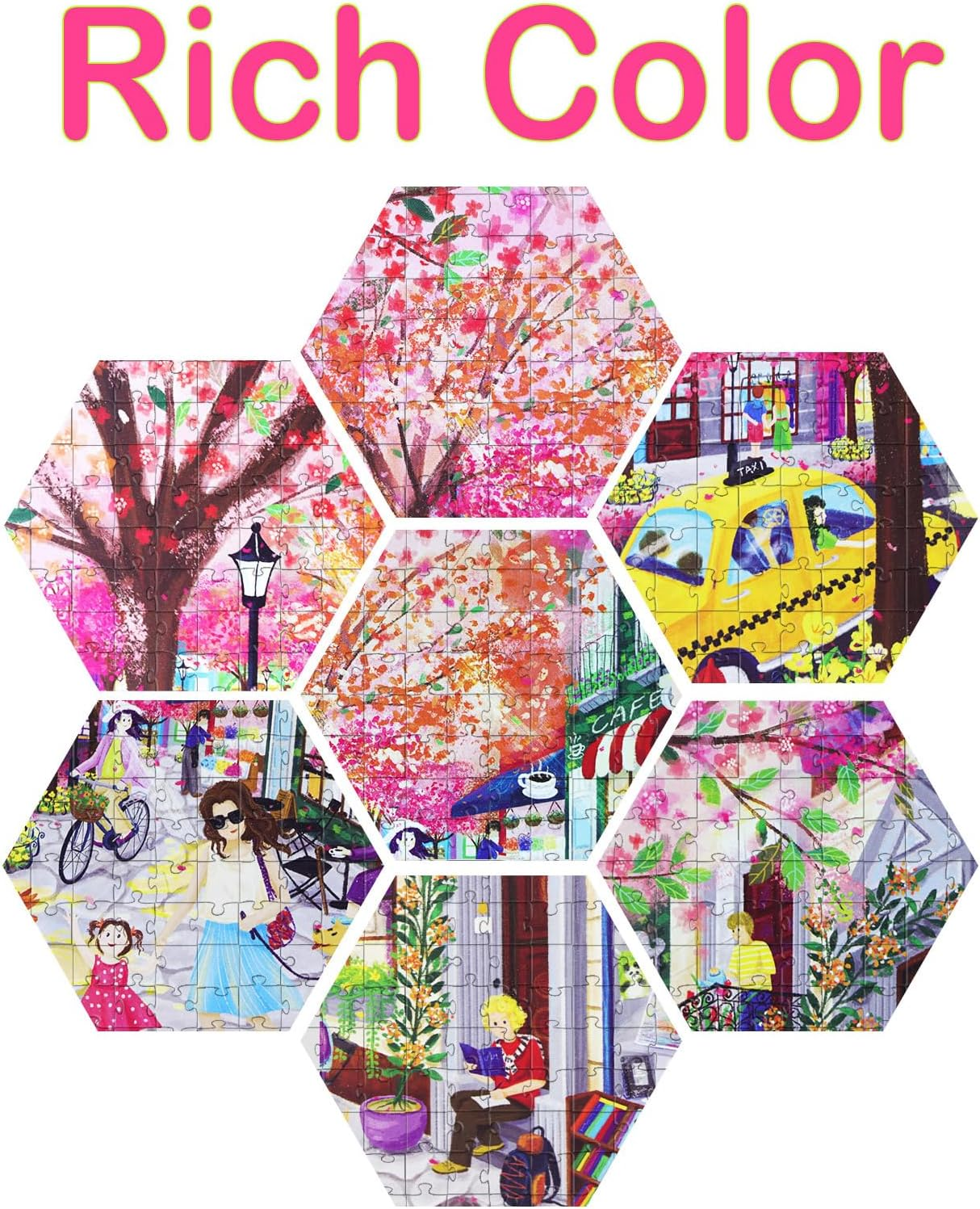 Spring Puzzles for Adults 500 Pieces Spring Avenue Puzzles for Decoration Colourful 500 Piece Jigsaw Puzzles for Adults, Teens and Families, 26.8 X 19.3 Inch image number 5